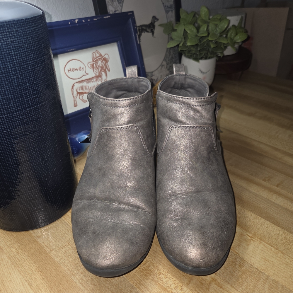 Arizona Jean Company Shimmering Silver Ankle Boots